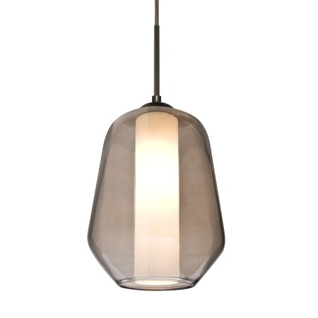 Besa Lighting Link Pendant, Smoke/Opal, Bronze Finish, 1x9W LED 1JT-LINKSM-LED-BR